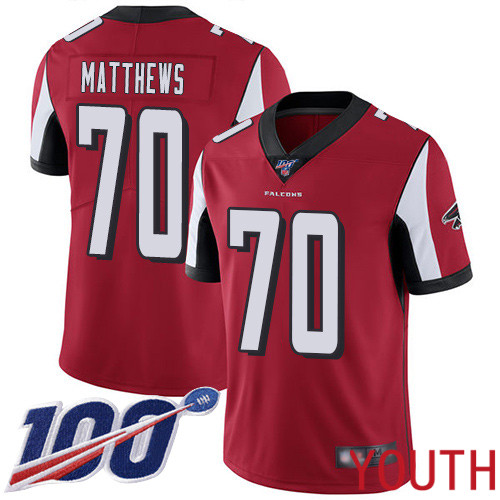 Atlanta Falcons Limited Red Youth Jake Matthews Home Jersey NFL Football #70 100th Season Vapor Untouchable->youth nfl jersey->Youth Jersey